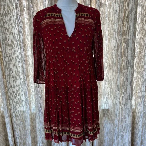 elena mini dress Elena Champagne Puff Sleeve Mini Dress M